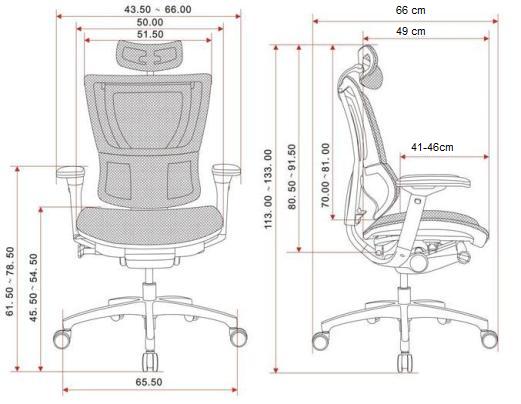 Wymiary produktu Fotel biurowy Ioo z podstawką pod laptopa